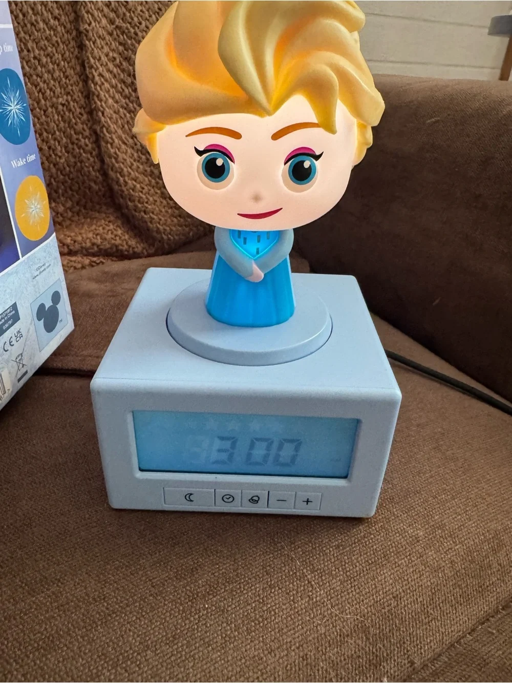 Disney Frozen Elsa Night Light Sleep Training Alarm Clock - Light Blue & Blonde